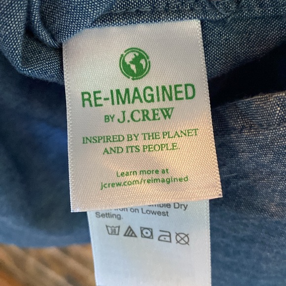 NWOT J.Crew Classic reimagined 100% cotton ruffled collar chambray button up top - Picture 7 of 8